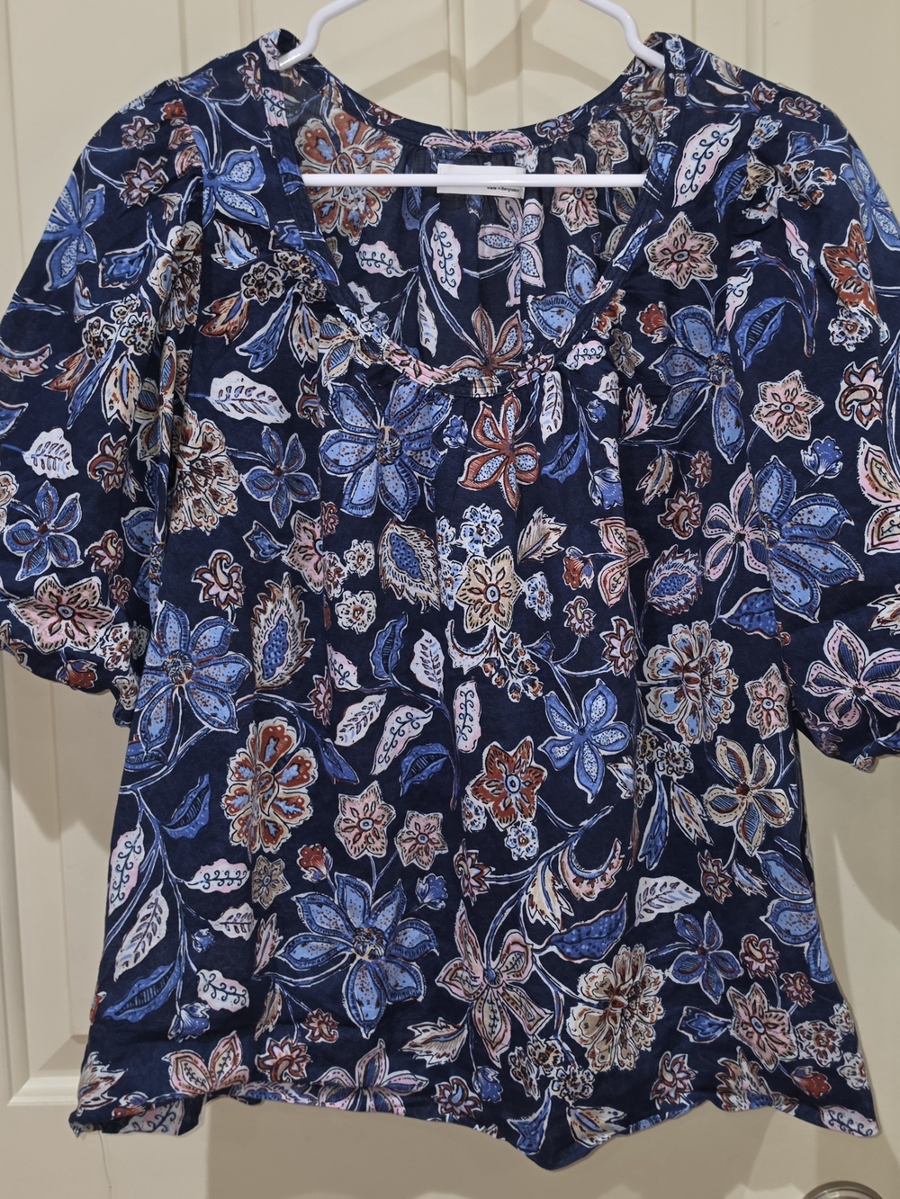 Sonoma Navy Floral Scoop-Neck Women Size Large